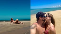 Juliana Paiva compartilha férias românticas em Caraíva