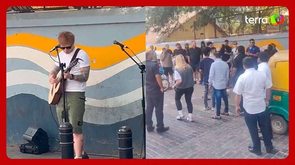 Ed Sheeran é interrompido em show de rua na Índia