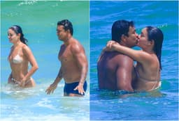 Sophie Charlotte e Xamã trocam beijos na praia do Rio