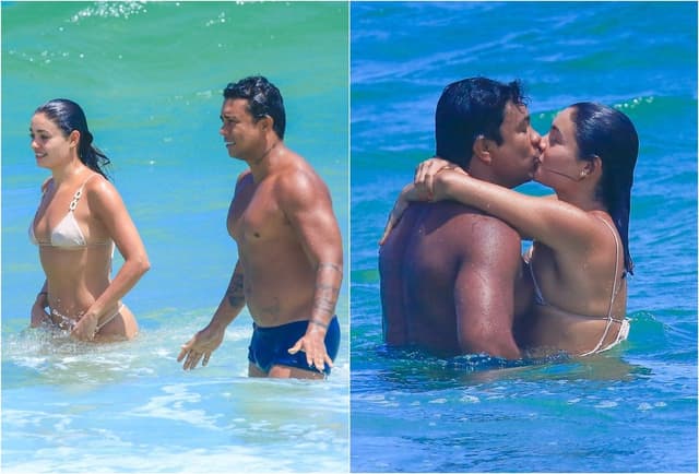 Sophie Charlotte e Xamã trocam beijos na praia do Rio