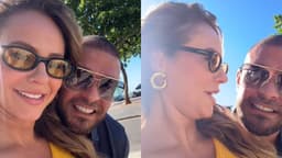 Paolla Oliveira e Diogo Nogueira aproveitam dia na praia