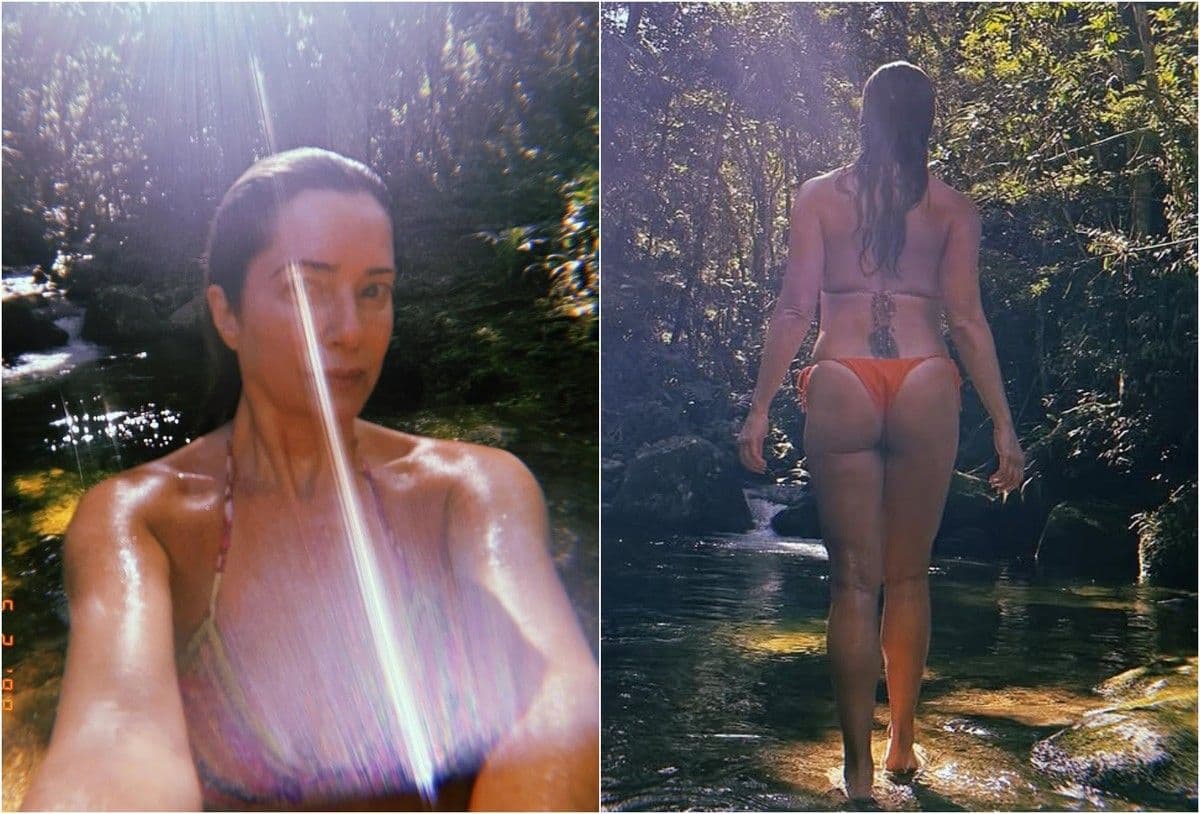 Leticia Spiller exibe beleza em ensaio na cachoeira