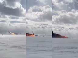 Avião capota ao pousar em Toronto e deixa feridos