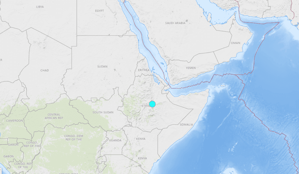 Terremoto de 6,0 graus atinge região central da Etiópia